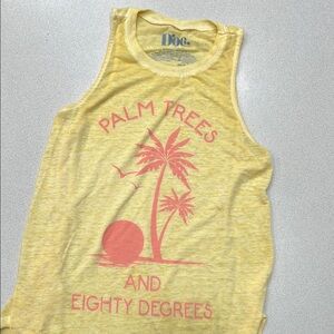 DOE Yellow Tank Top with Palm Tree Print